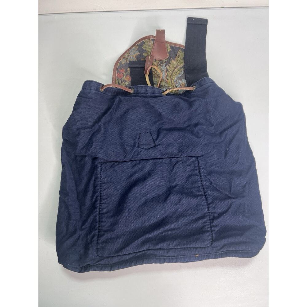Vintage GAP Floral Tapestry Drawstring Backpack Y2K Boho Cottage Leather Trim - Picture 6 of 10